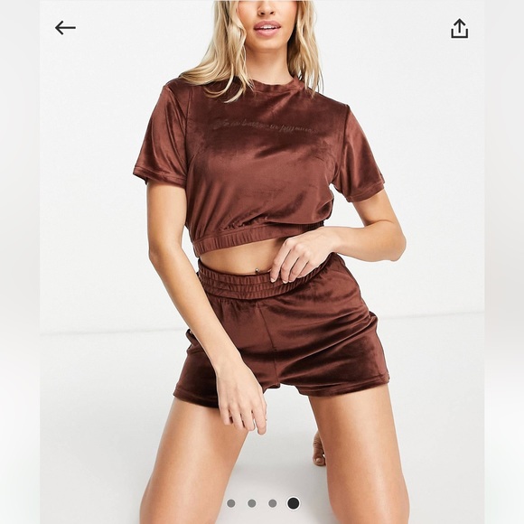 NWT ASOS Threadbare lounge velour short set in brown (price is firm) - Picture 12 of 12